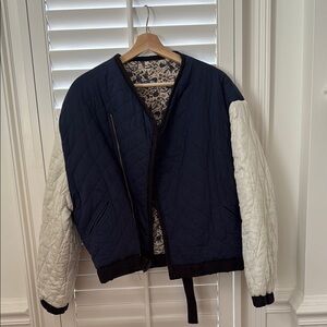Navy and White Quilted Jacket